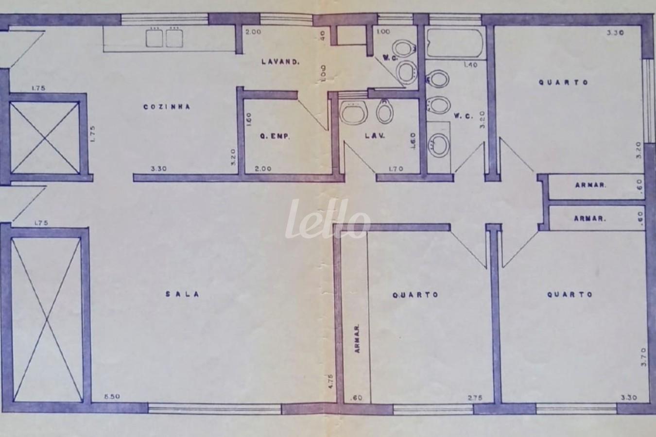 PLANTA ORIGINAL de Apartamento à venda, Padrão com 109 m², 3 quartos e 2 vagas em Vila Mariana - São Paulo