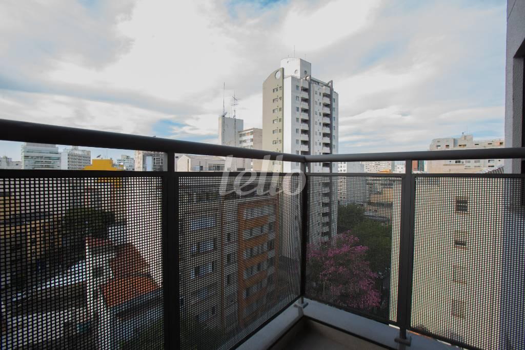 VARANDA de Apartamento para alugar, Padrão com 30 m², 1 quarto e 1 vaga em Vila Buarque - São Paulo