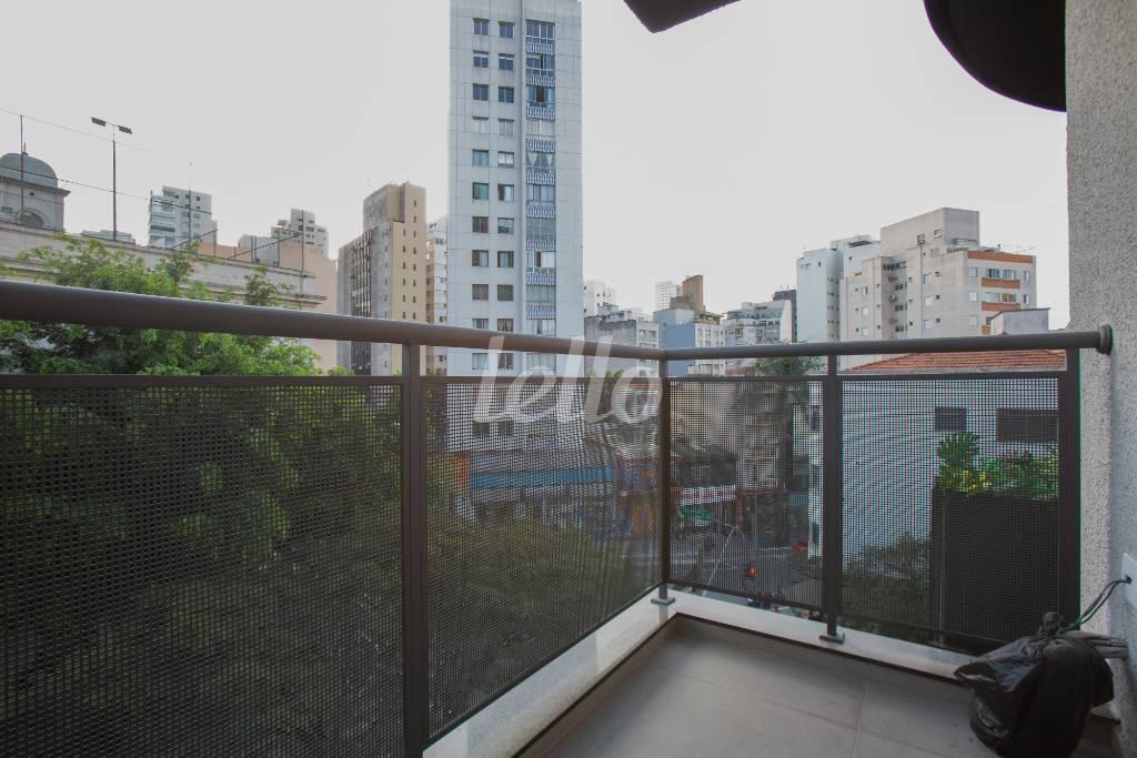 VARANDA de Apartamento para alugar, Padrão com 48 m², 1 quarto e 1 vaga em Vila Buarque - São Paulo