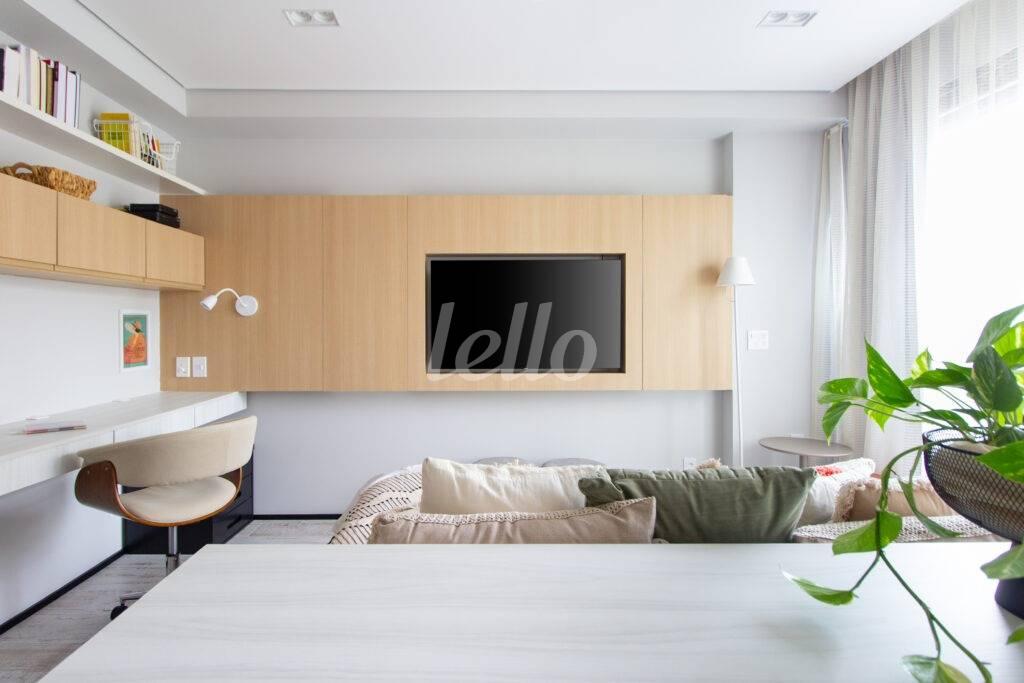 DORMITÓRIO de Apartamento à venda, Studio com 30 m², 1 quarto e em Mirandopolis - São Paulo