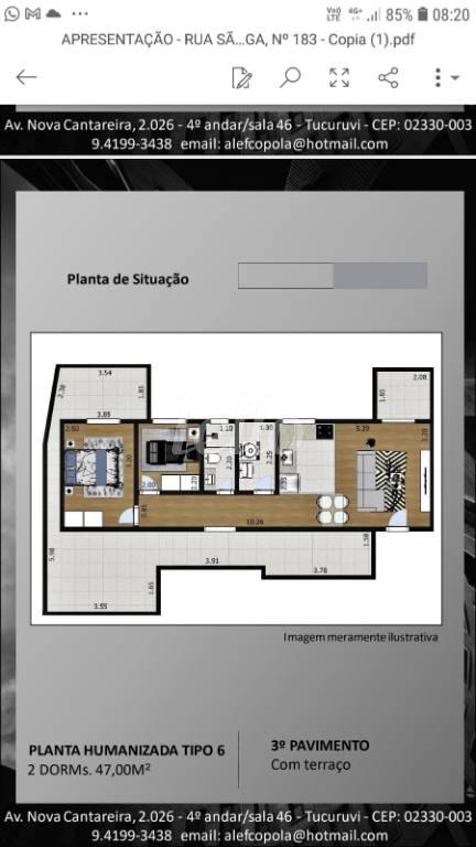 PLANTA de Apartamento à venda, Padrão com 37 m², 2 quartos e em Guapira - São Paulo