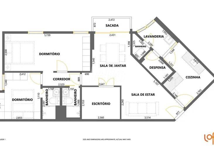 PLANTA de Apartamento à venda, Padrão com 76 m², 3 quartos e 1 vaga em Vila Olímpia - São Paulo