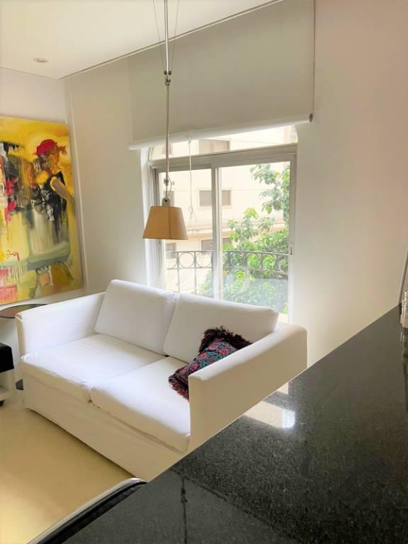 SALA de Apartamento à venda, Flat com 42 m², 1 quarto e 1 vaga em Santa Cecília - São Paulo