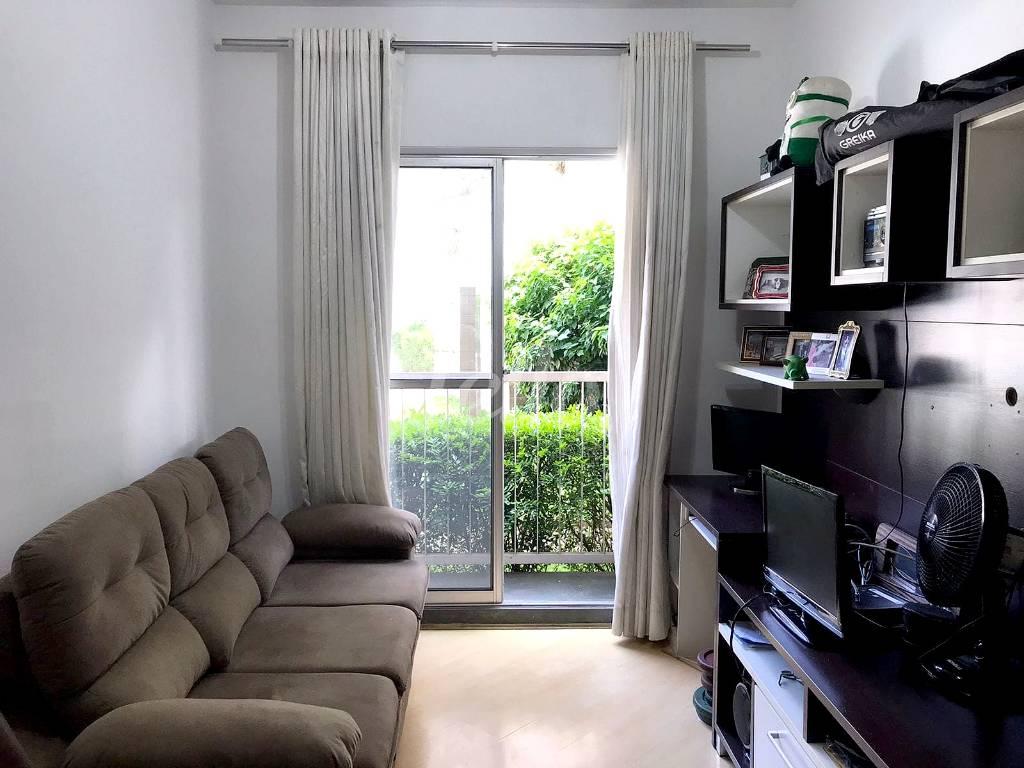 SALA E SACADA de Apartamento à venda, Padrão com 50 m², 2 quartos e 1 vaga em Cambuci - São Paulo