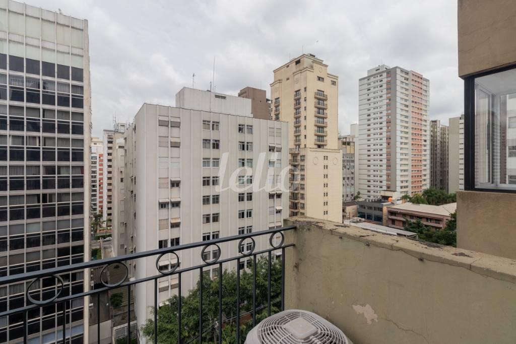 VARANDA DA SUÍTE de Apartamento para alugar, Padrão com 37 m², 1 quarto e 1 vaga em Jardim Paulista - São Paulo
