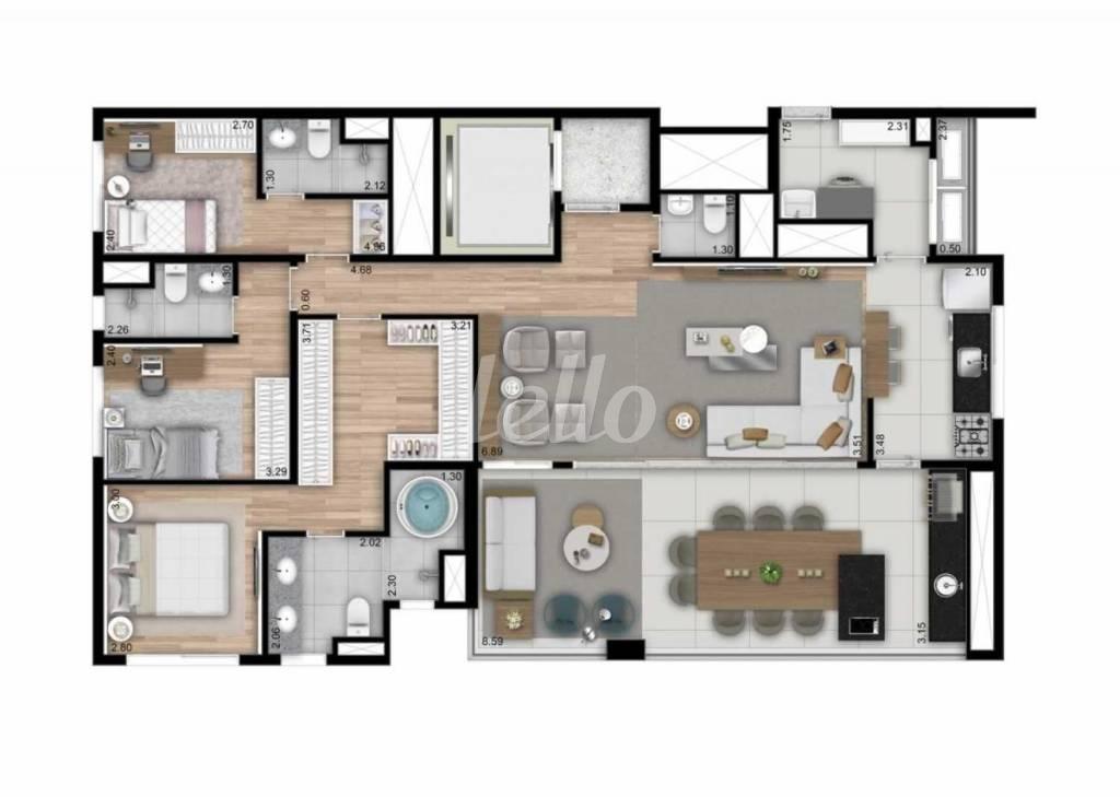 PLANTA de Apartamento à venda, Padrão com 146 m², 3 quartos e 3 vagas em Ipiranga - São Paulo