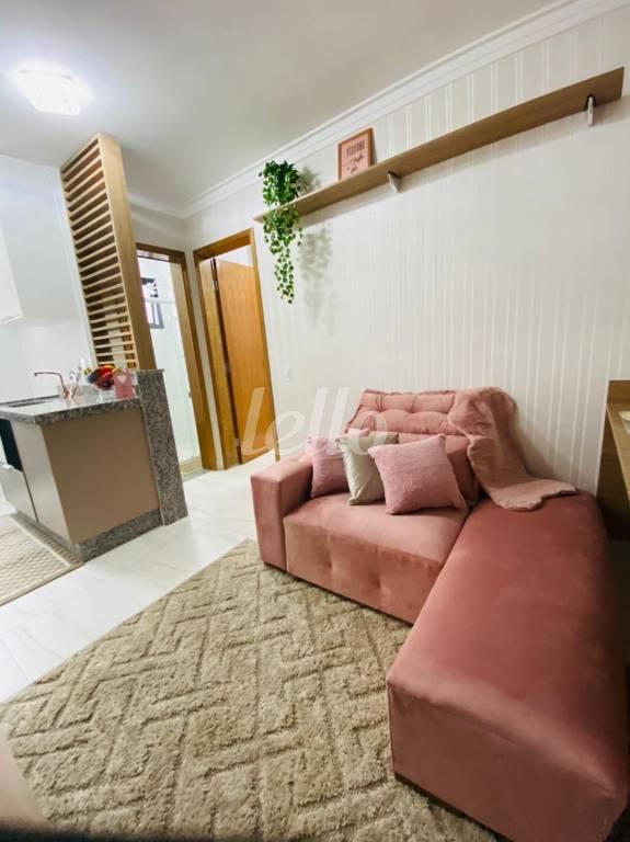 SALA DE ESTAR de Apartamento à venda, Padrão com 35 m², 1 quarto e 1 vaga em Vila Curuca - Santo André