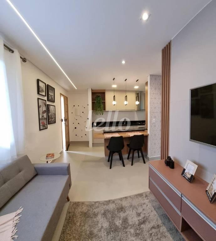 SALA de Apartamento à venda, Padrão com 37 m², 1 quarto e 1 vaga em Chácara Mafalda - São Paulo