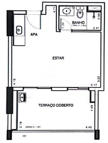 PLANTA de Apartamento à venda, Padrão com 38 m², 1 quarto e 1 vaga em Jardim Das Acácias - São Paulo