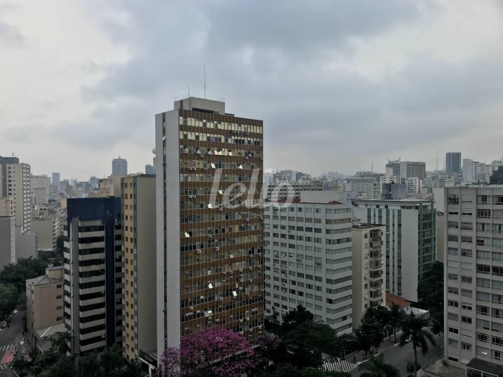 VISTA DO DORMITORIO de Apartamento para alugar, Padrão com 40 m², 1 quarto e 1 vaga em Santa Cecília - São Paulo