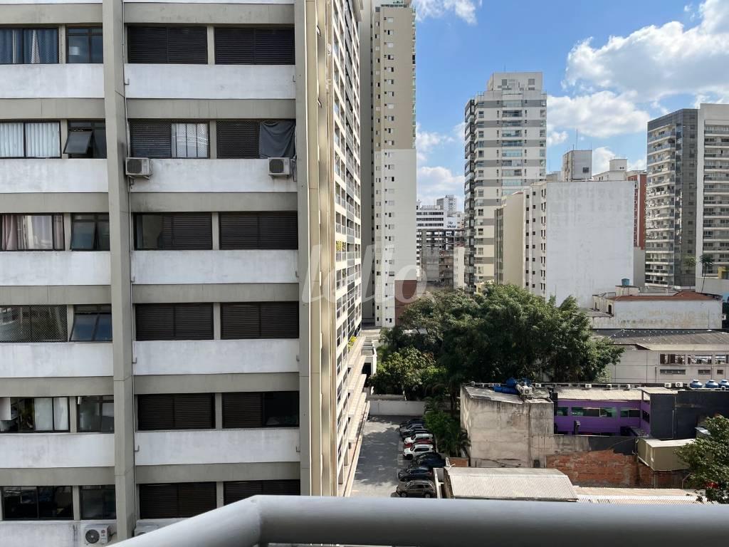 VISÃO EXTERNA de Apartamento à venda, Padrão com 37 m², 1 quarto e 1 vaga em Consolação - São Paulo