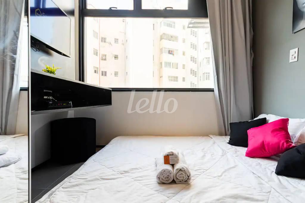 DORMITORIO de Apartamento para alugar, Padrão com 19 m², 1 quarto e em Vila Buarque - São Paulo