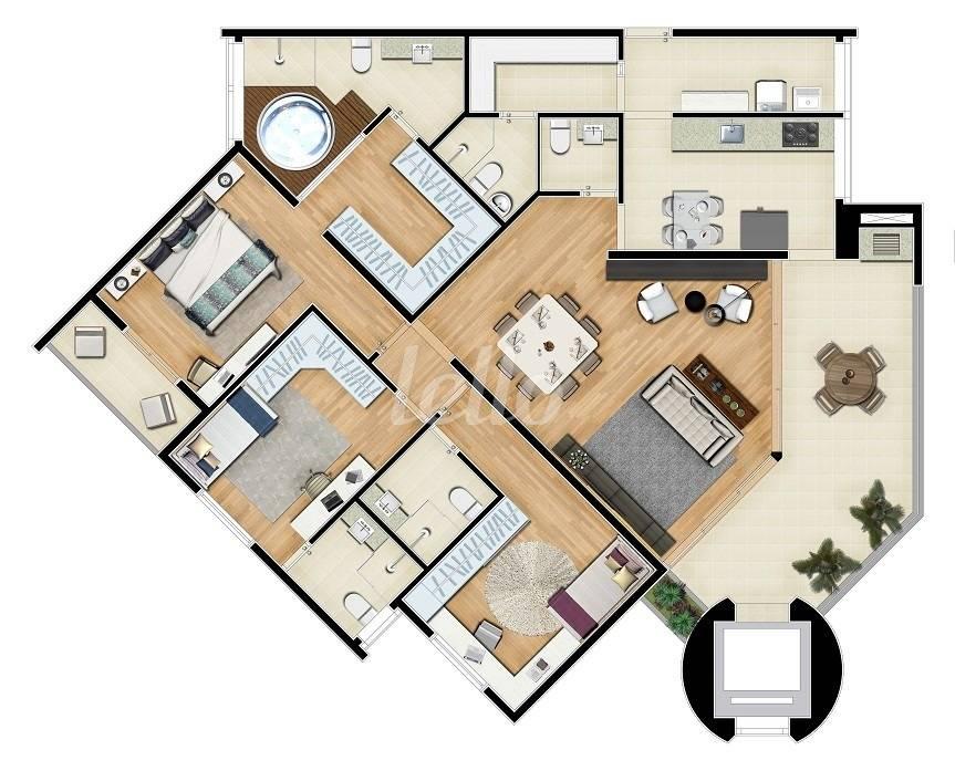PLANTA de Apartamento à venda, Padrão com 160 m², 3 quartos e 3 vagas em Vila Alpina - Santo André