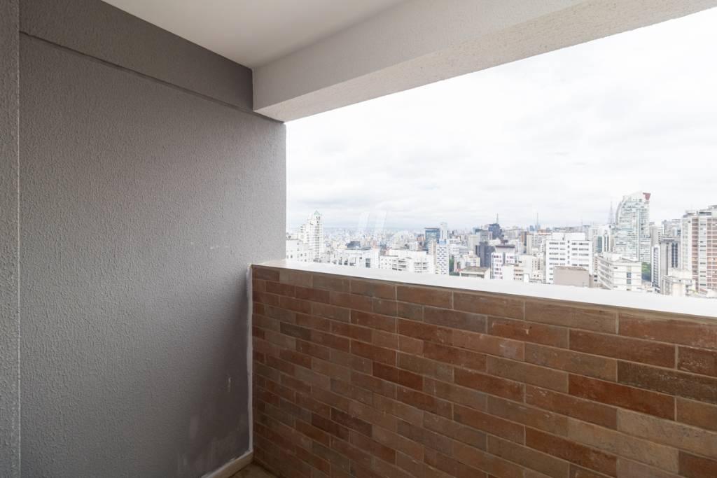 VARANDA de Apartamento para alugar, Padrão com 32 m², 1 quarto e em Consolação - São Paulo