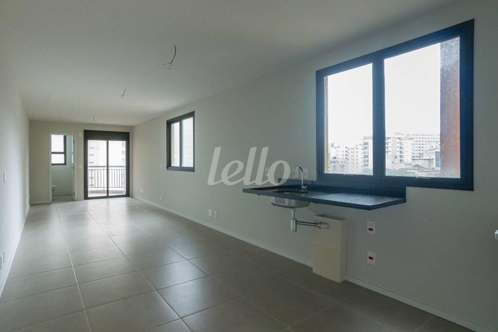 COZINHA de Apartamento para alugar, Padrão com 44 m², e 1 vaga em Santa Cecília - São Paulo