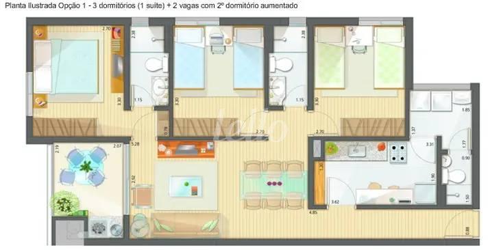 PLANTA de Apartamento à venda, Padrão com 83 m², 3 quartos e 2 vagas em Vila São José - São Paulo