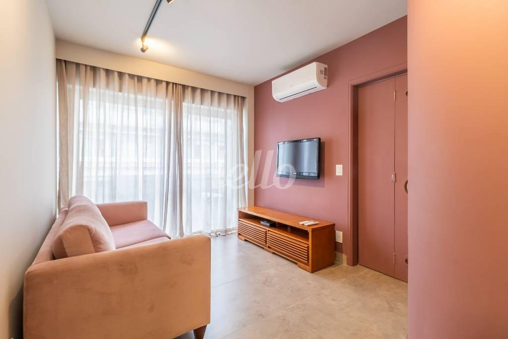 SALA de Apartamento para alugar, Padrão com 49 m², 1 quarto e 1 vaga em Pinheiros - São Paulo