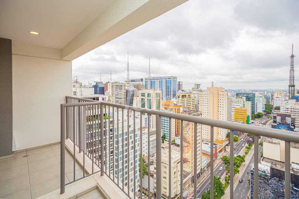 VARANDA de Apartamento para alugar, Padrão com 38 m², 1 quarto e em Consolação - São Paulo