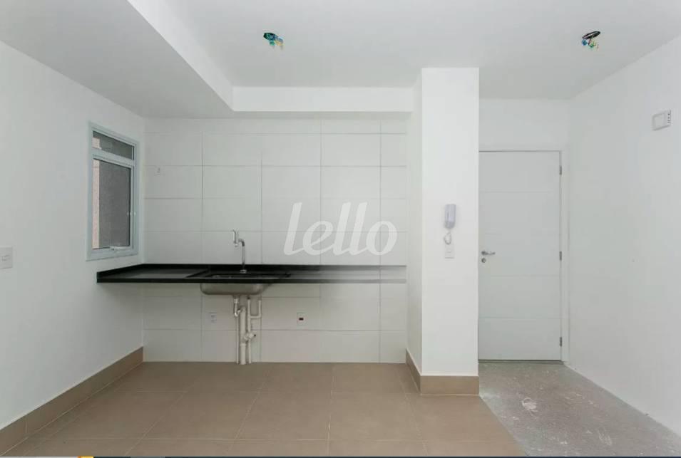 COZINHA ABERTA de Apartamento à venda, Padrão com 52 m², 1 quarto e 1 vaga em Vila Azevedo - São Paulo