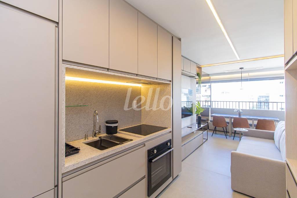COZINHA de Apartamento para alugar, Padrão com 44 m², 1 quarto e 1 vaga em Paraíso - São Paulo