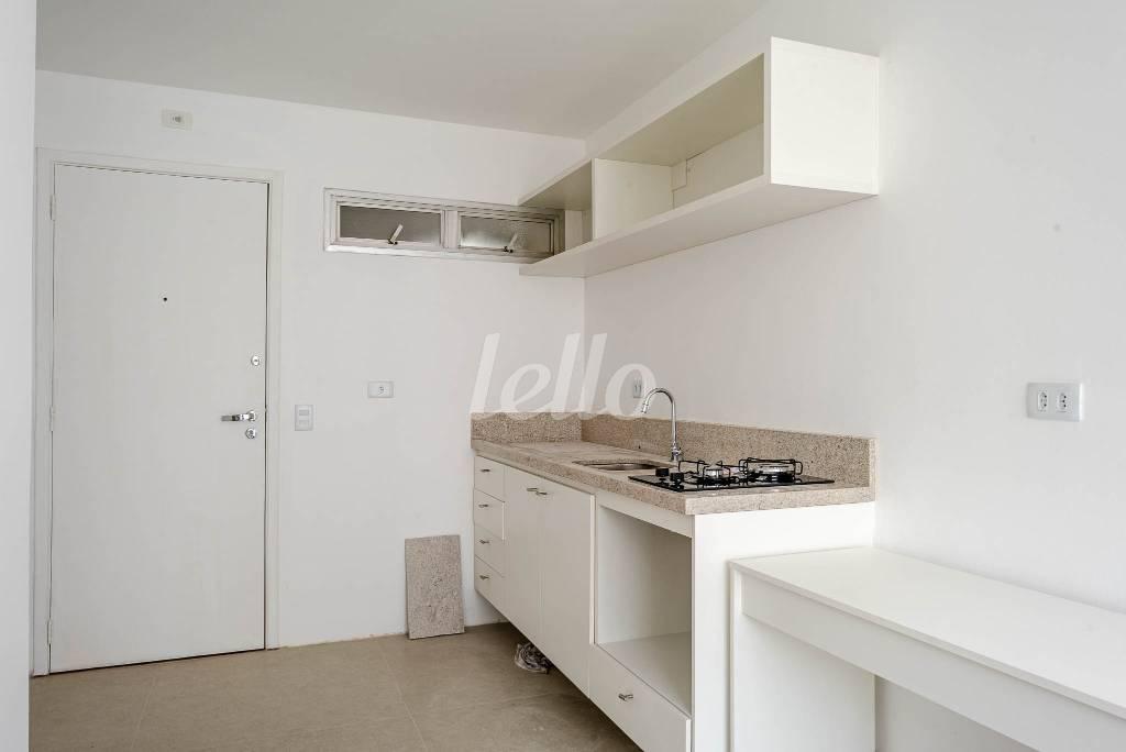 COZINHA de Apartamento para alugar, Padrão com 33 m², 1 quarto e 1 vaga em Vila Buarque - São Paulo