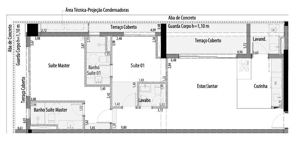 PLANTA de Apartamento à venda, Padrão com 96 m², 2 quartos e 1 vaga em Vila Anglo Brasileira - São Paulo