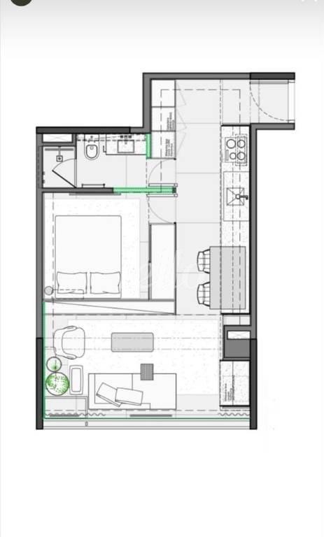 PLANTA de Apartamento à venda, Padrão com 42 m², 1 quarto e 1 vaga em Vila Mariana - São Paulo